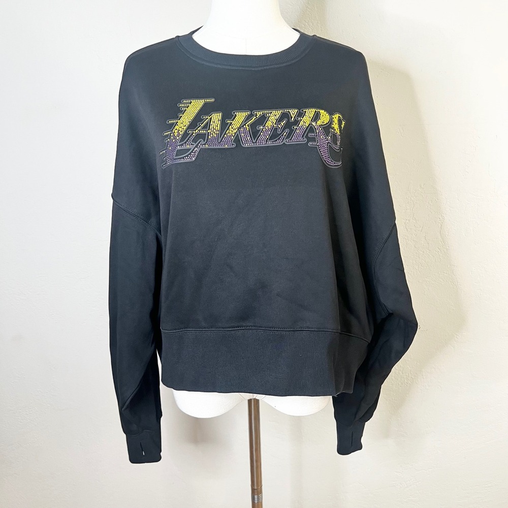 Los Angeles Lakers Pro Standard NBA Sweatshirt Women Size S Black Rhinestone New